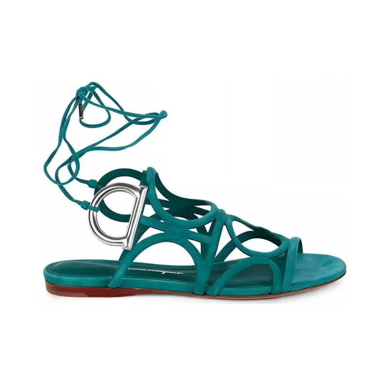 FERRAGAMO GANCINI One Strap Sandals Women's Green-1