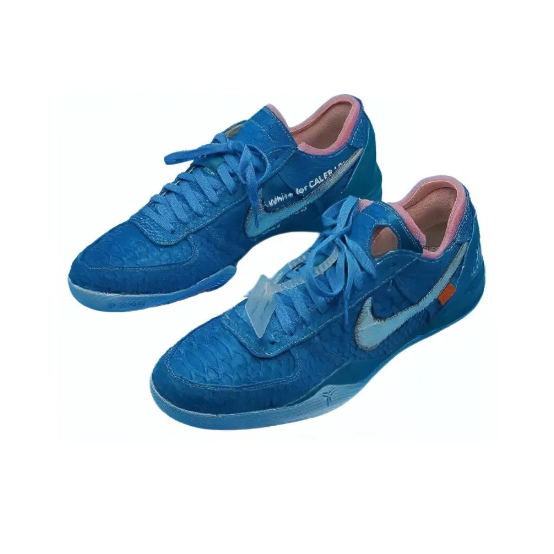 OFF WHITE x Nike Kobe 8 Protro Wear Resistant Low Top Basketball Shoes Men's Blue-2