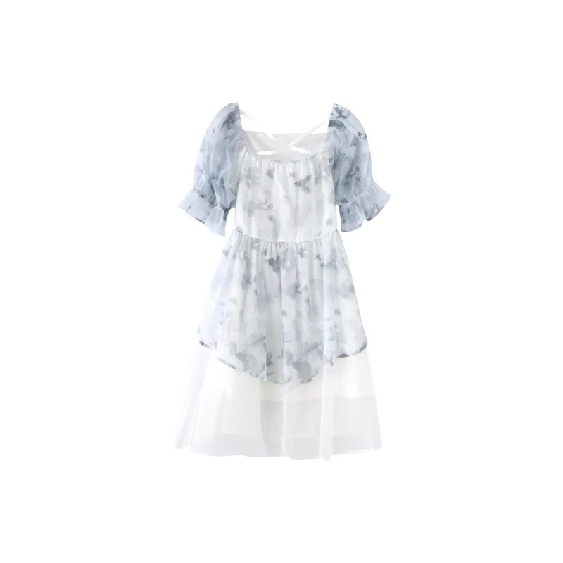Miss Chipmunk Short-Sleeved Dresses Women's Snowflake White-1