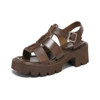 BELLE Roman Sandals 6CM Women's Brown Dark Gray