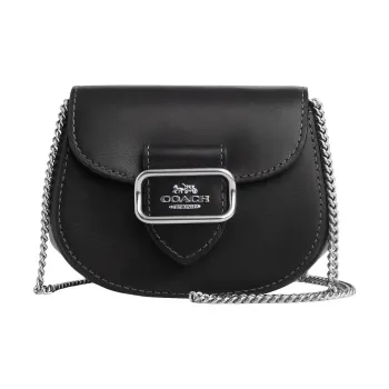 COACH Morgan Leather Saddle Bag, Shoulder Bag, Crossbody Bag Mini Women's Black