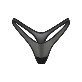 SKIMS ULTRA FINE MESH MICRO DIPPED THONG Underpants Women's 1 Pack Onyx/Onyx