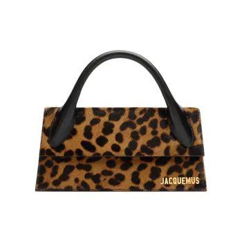 Jacquemus Le Chiquito Calf Hair Patchwork Leather Shoulder Bag Crossbody Bag Handbag Women's Printed Leopard Brown