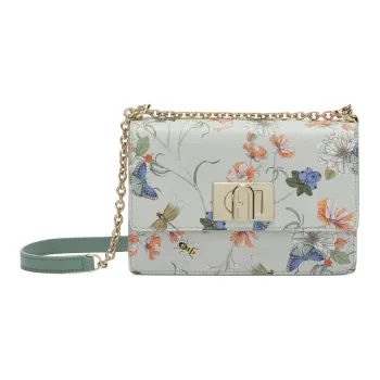 Furla 1927 Collection Textured Leather Shoulder Bag, Crossbody Bag Mini Women's Light Green