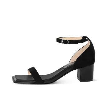 7or9 Brown Sugar Pudding Strap Sandals 5cm Women's Black