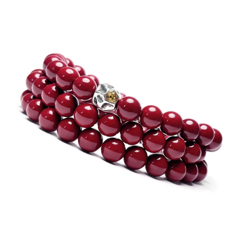 MOUNTAINS AND MANS Reconstructed Cinnabar Auspicious Fortune Beaded Bracelet Unisex-1
