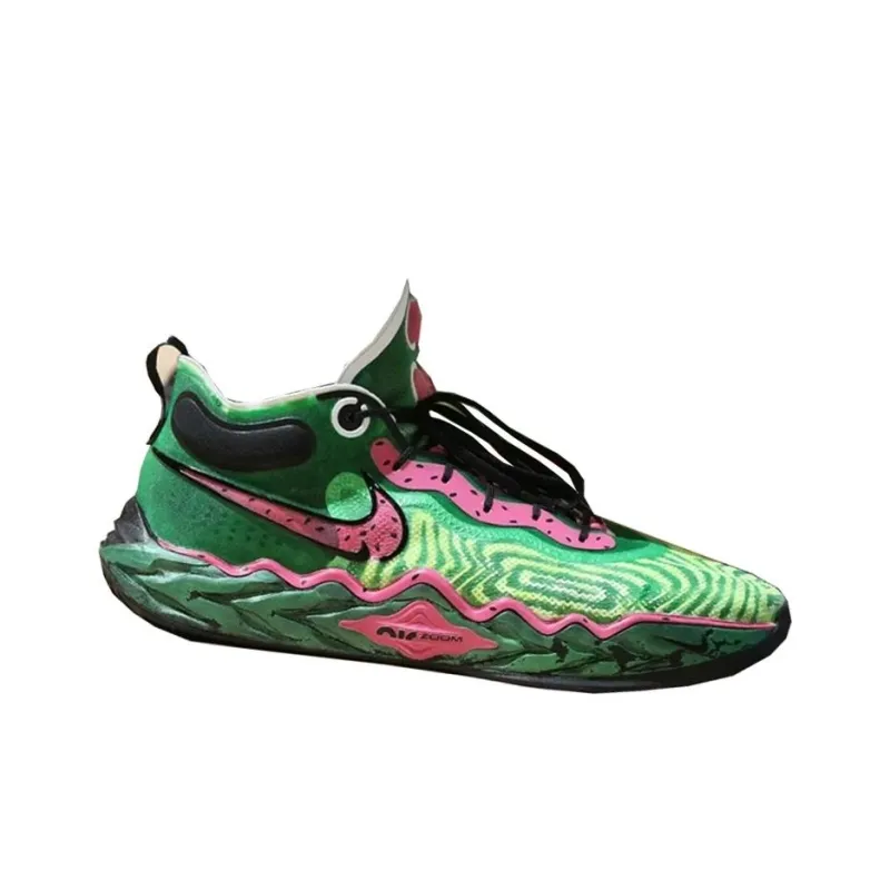 Nike Air Zoom G.T. Run Cushioning Anti Slip And Wear Resistant Low Top Basketball Shoes Men's Green/Pink-1