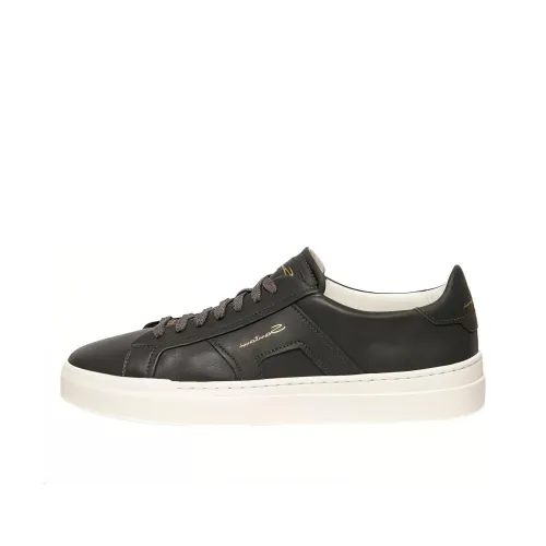 Santoni Logo-print Contrasting-sole Leather Sneakers