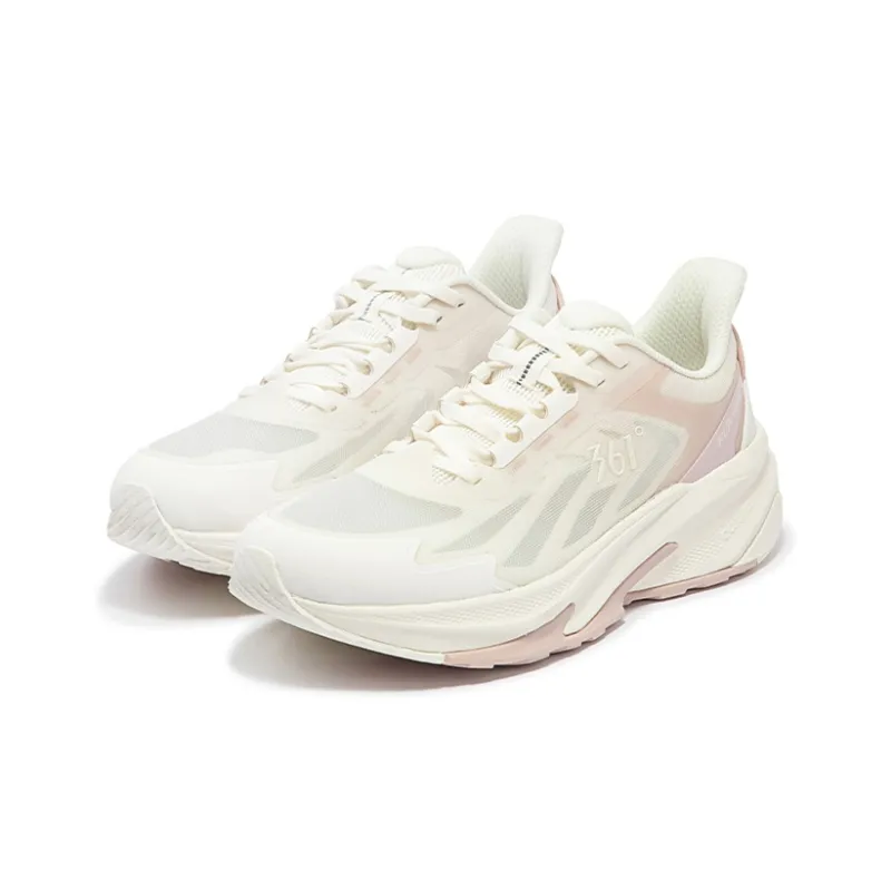 361° Cushioned Slip Resistant Abrasion Resistant Low Top Casual Running Shoes Women's White Pink-2