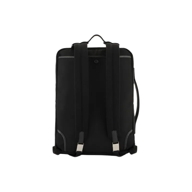 GIORGIO ARMANI Recycled Nylon With Pebbled Leather Backpack Men's Black-2
