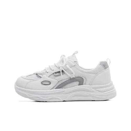 RENBEN Chunky Sneakers Women's Low-Top White/Gray