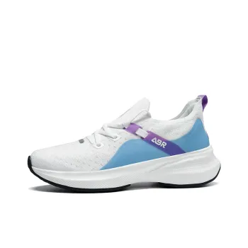 ABIDJAN Cushioning Low Top One Way Tesla Valve Footbed Sports Running Shoes Unisex White Blue White Black