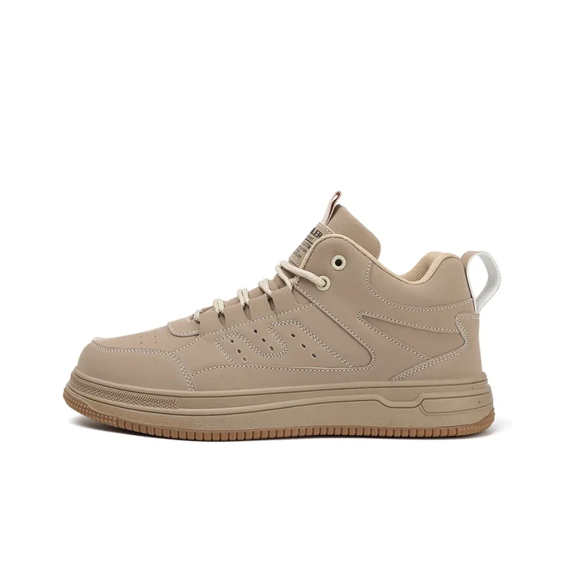 PLAY COBBLER Skateboard Shoes Unisex High Top Beige/Black-5