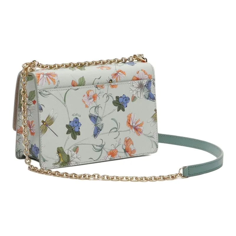 Furla 1927 Collection Textured Leather Shoulder Bag, Crossbody Bag Mini Women's Light Green-1