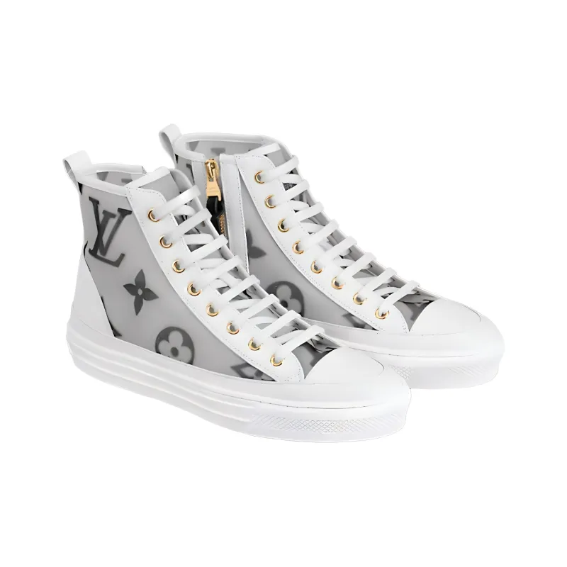 LOUIS VUITTON Stellar Zip Up Ankle Sneakers 'Grey White With Dark Grey Monogram' Women's-1