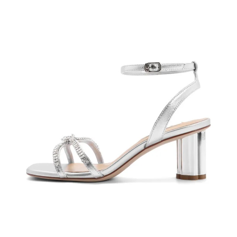 BELLE Strap Sandals 6CM Women's Silver Black-4