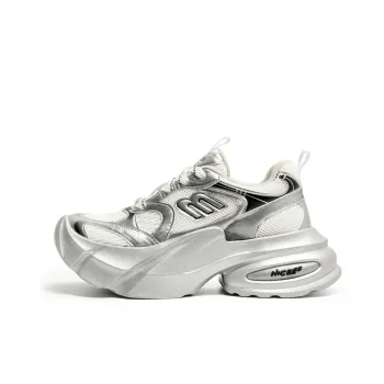NICESS Breathable Height Increasing Low-Top Chunky Sneakers Women's Silver