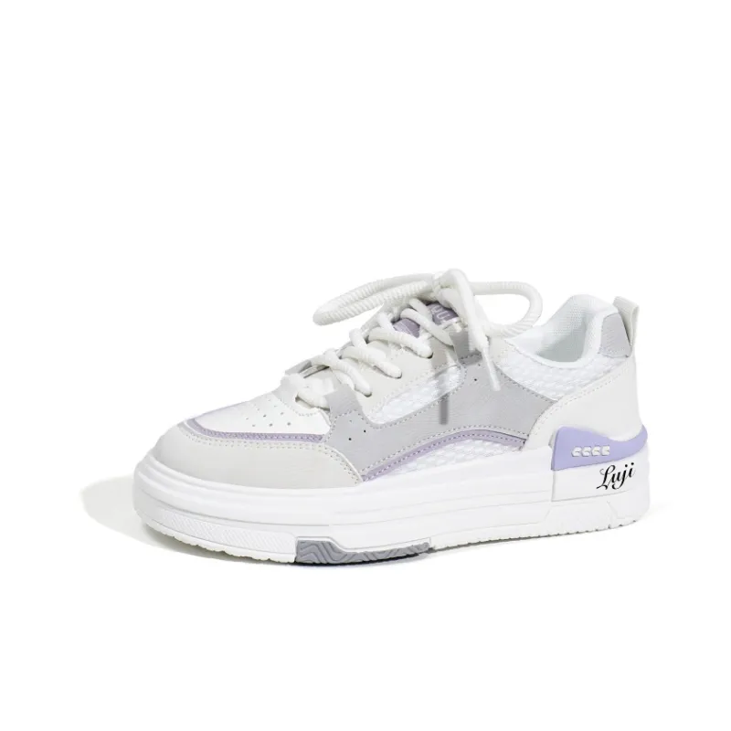 Luji Slip Resistant Low Top Skateboard Shoes Women's White Pink-3