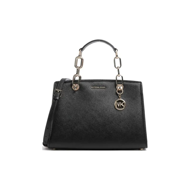 MICHAEL KORS Cynthia Grain Cow Leather Shoulder Bag, Crossbody Bag, Handbag Women's Black-0