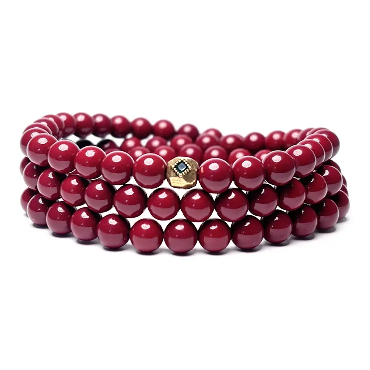 MOUNTAINS AND MANS Reconstructed Cinnabar Auspicious Fortune Beaded Bracelet Unisex-4