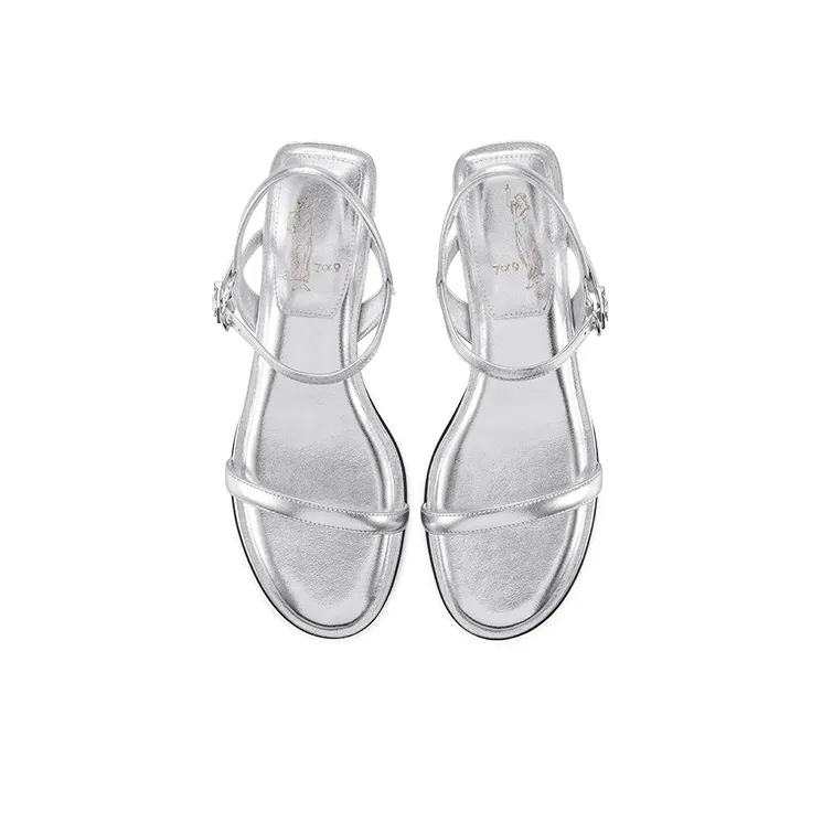 7or9 Silver Mountain Grass Strap Sandals Women's Silver-3