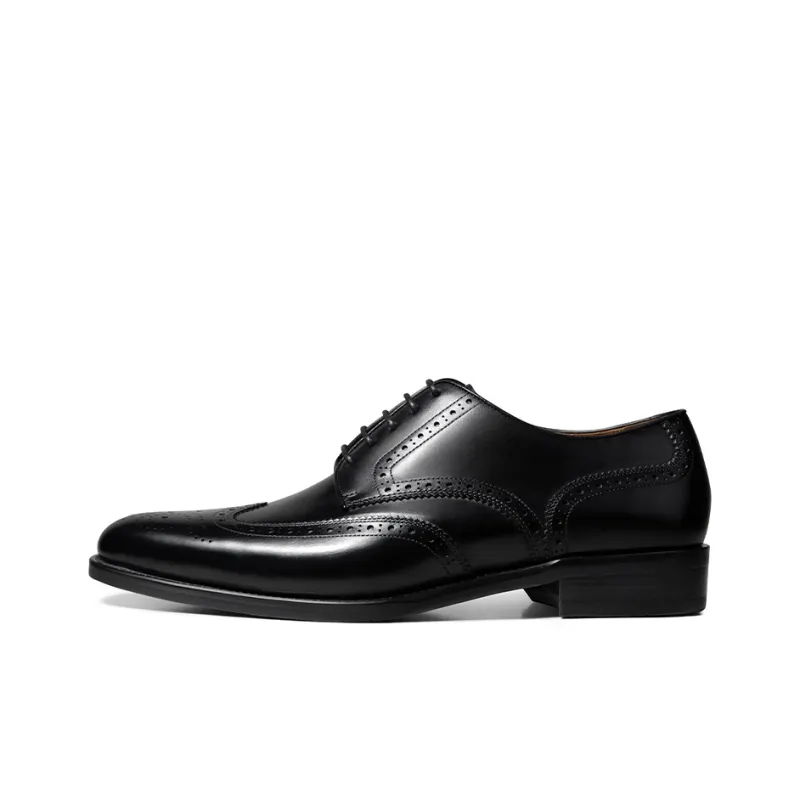 THOM WILLS British Business Calfskin Derby Shoes Dress Shoes Men's Black-0