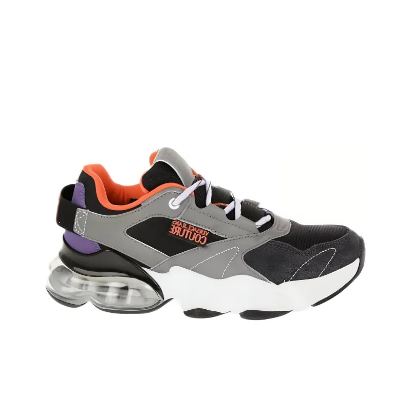 VERSACE JEANS Low Top Casual Shoes Men's Gray Black Purple-1