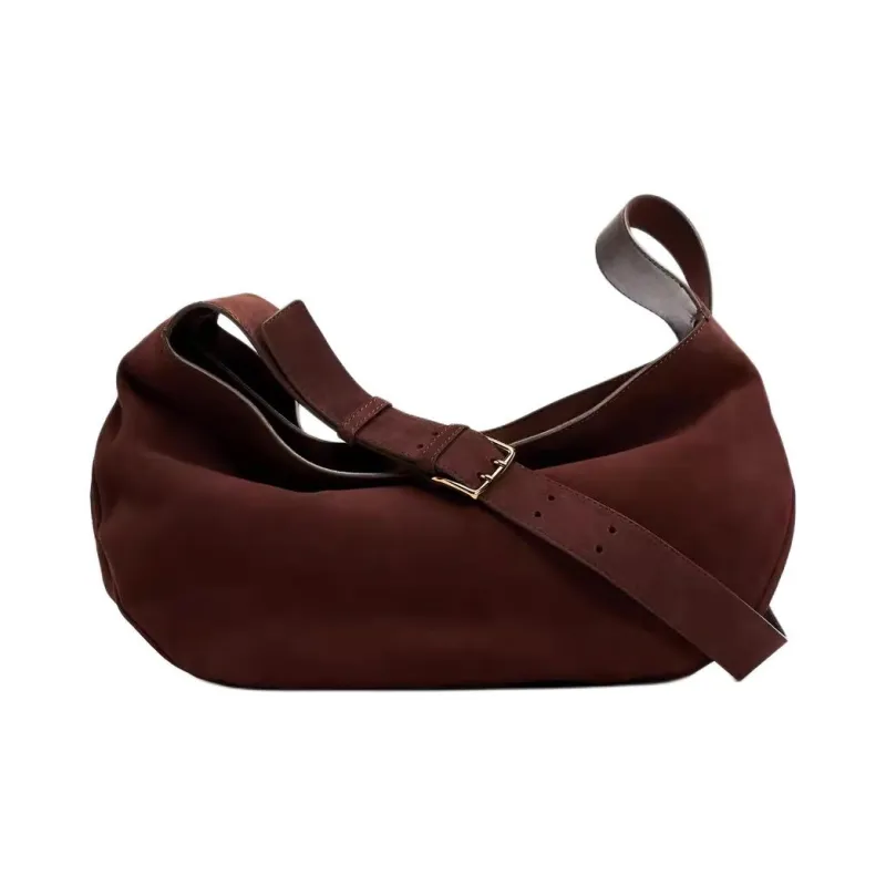 ZARA Sheepskin Shoulder Bag Crossbody Bag Medium Size Women's Dark Red-3