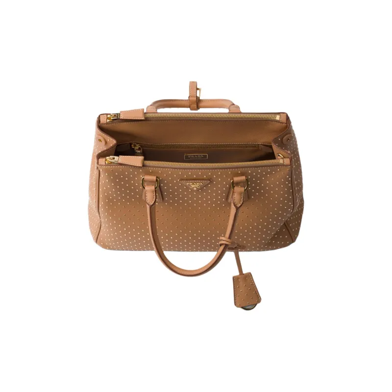 PRADA Leather Shoulder Bag Crossbody Bag Handbag Large Size Women's Brown-3