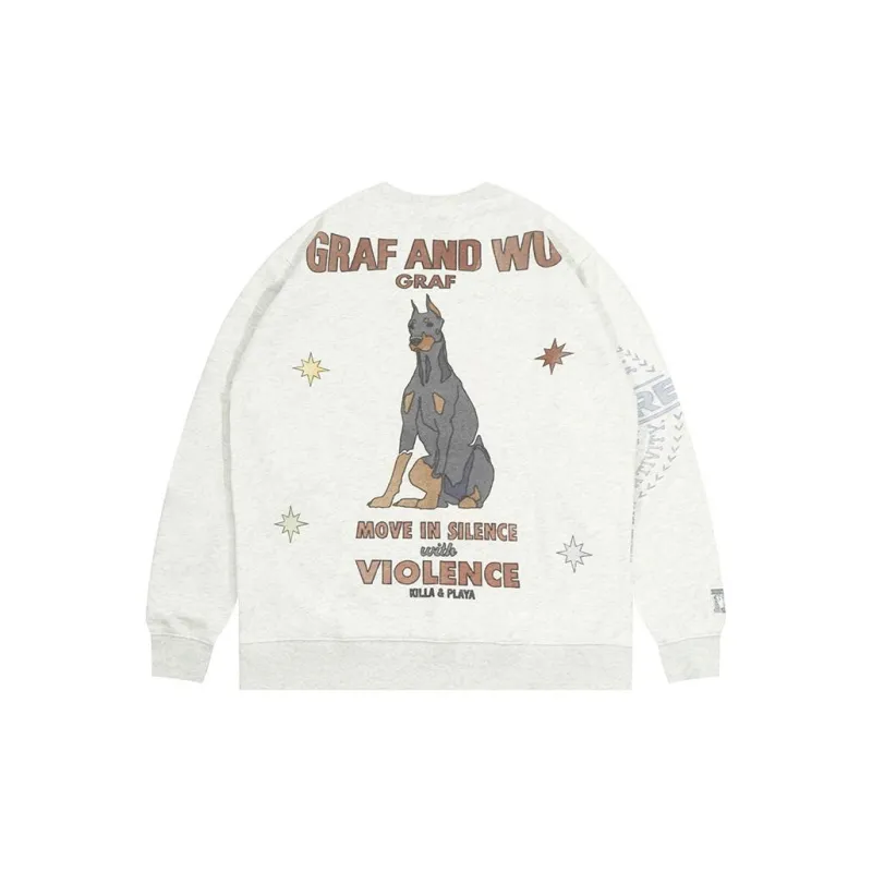 GRAF Sweatshirt Unisex Gray And White Watercolor Doberman Crewneck Sweatshirt-1