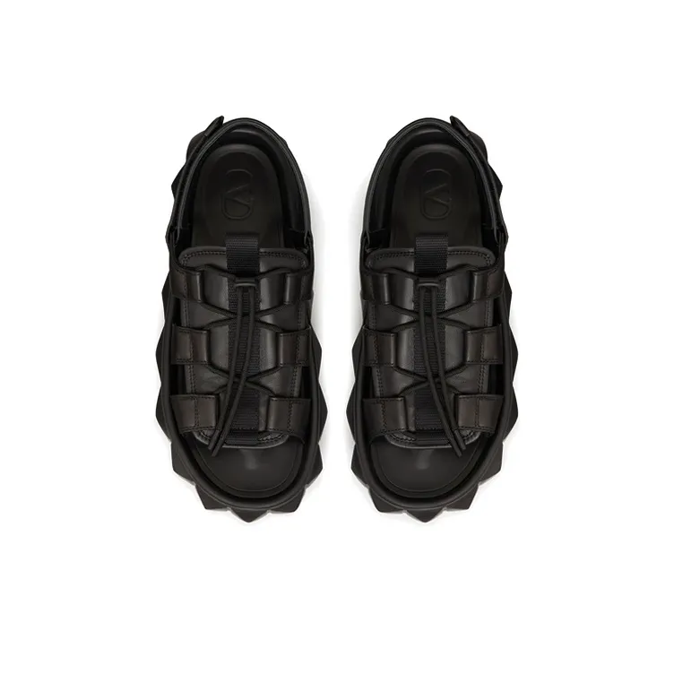 Valentino Roman Stud Strap Sandals Men's Black-2