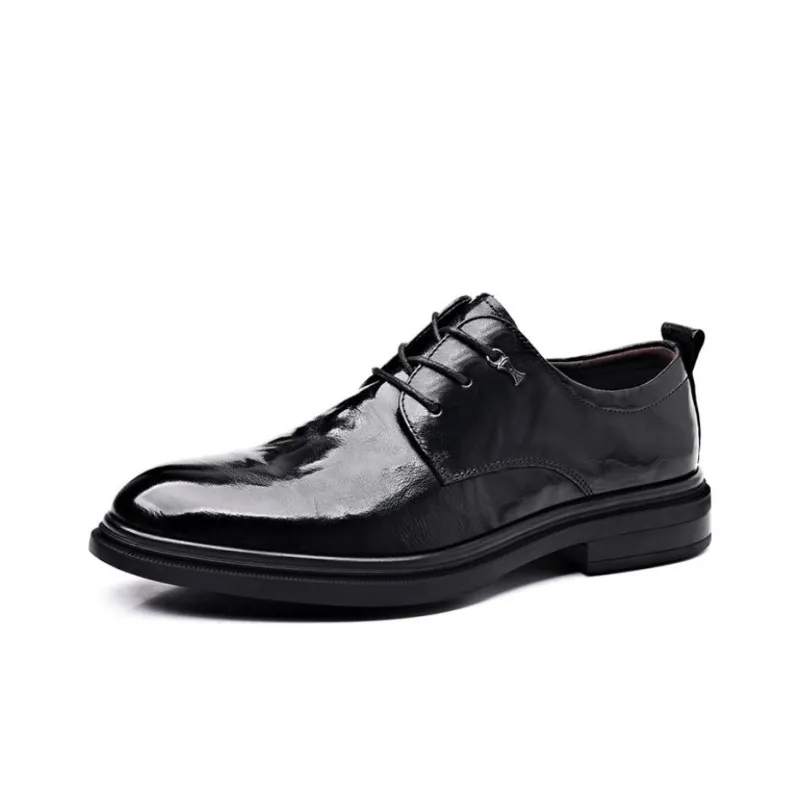 GZZ Dress Shoes Men Low Top Black-1