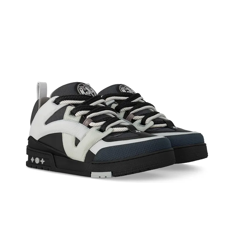 LOUIS VUITTON Low Top Skateboard Shoes Men's Brown White-2