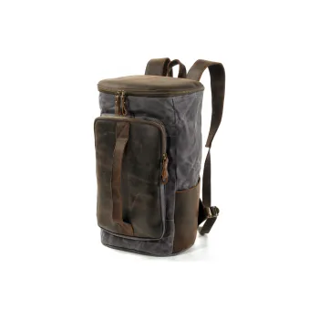 PULUWIRR Cowhide Patchwork Canvas Backpack Unisex Black/Khaki/Army Green/Gray