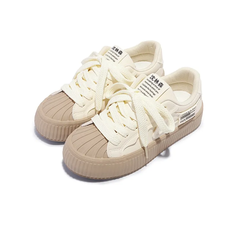 Shen Linsen Abrasion Resistant Slip Resistant Low Top Canvas Shoes Women's Beige Apricot-3
