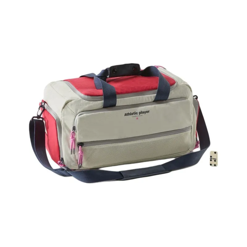 ZARA Cotton Polyester Nylon Shoulder Bag Crossbody Bag Handbag Women's White & Red-1