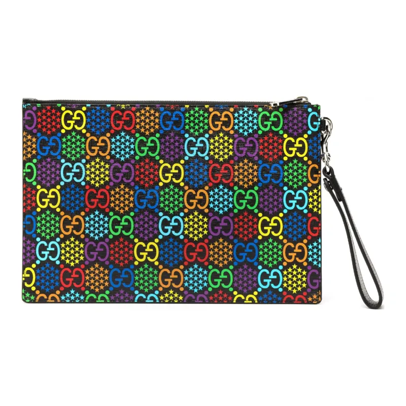 GUCCI Canvas With Leather Portable Clutch Men's Black/Multicolor-2
