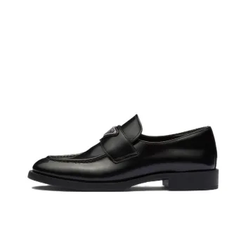PRADA Triangle logo Leather Loafers