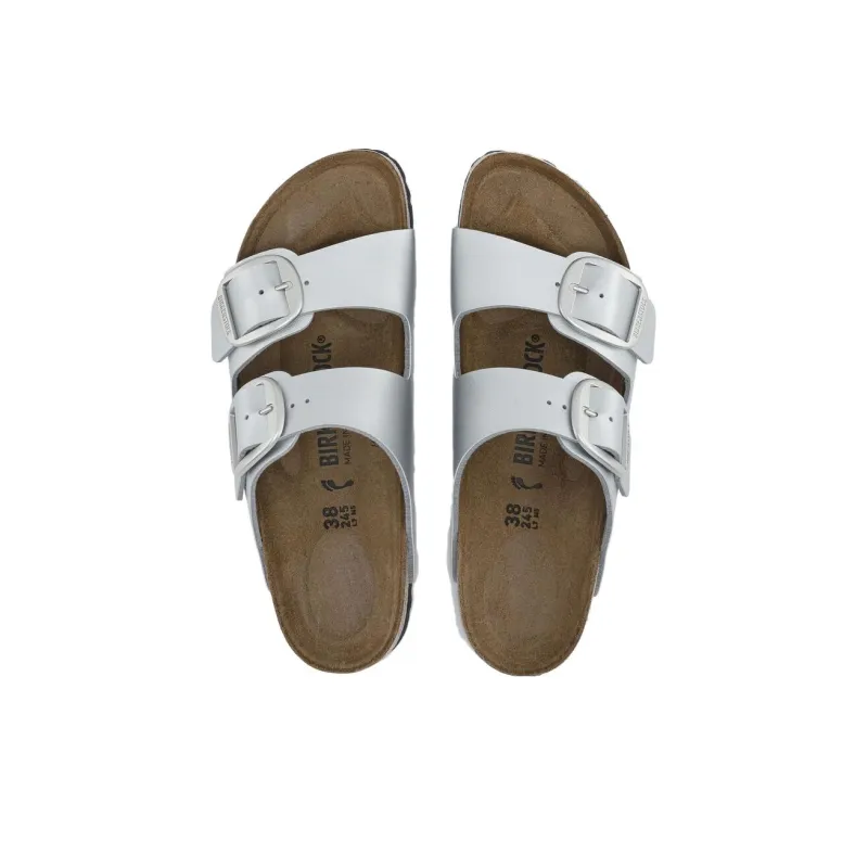Birkenstock Arizona Big Buckle Slide Slippers Unisex Silver Narrow-3