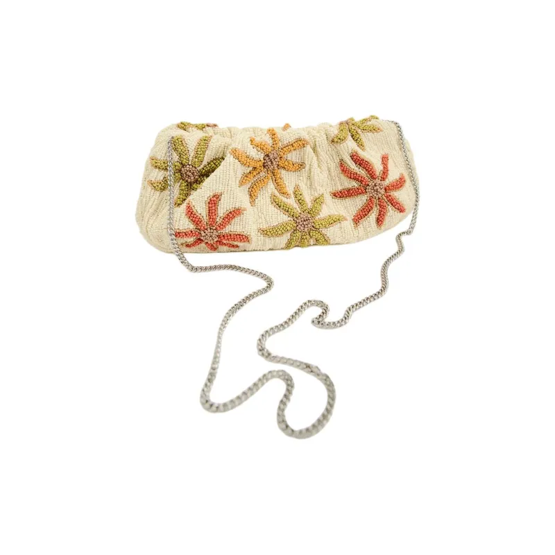 ZARA Cotton One Shoulder Crossbody Clutches Medium Size Women's Beige & Multicolor-2