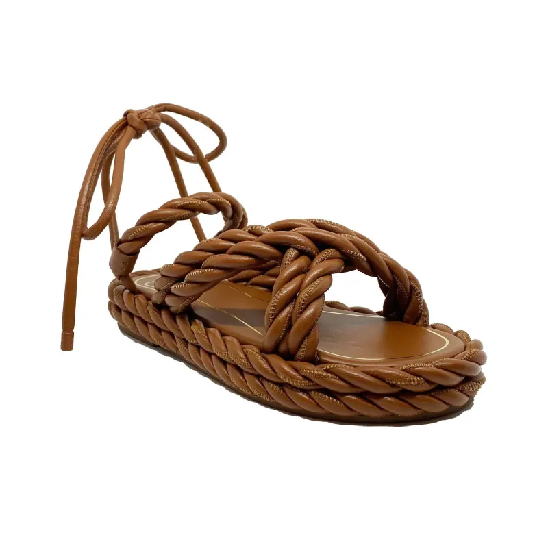 Valentino The Rope Strap Sandals Women's Brown-3