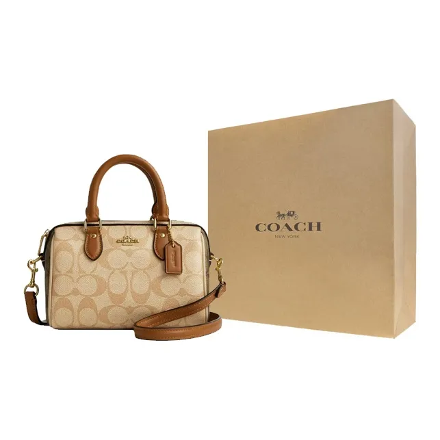 COACH Rowan Coated Canvas Shoulder Bag Crossbody Bag Handbag Small Size Women's Light Khaki-5