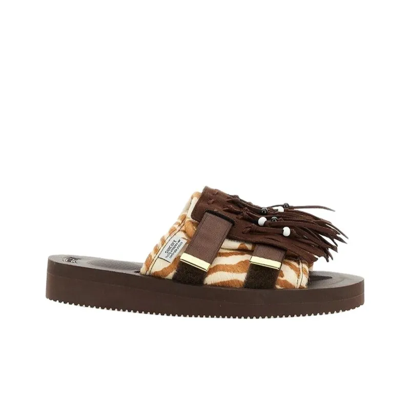 Suicoke Zebra Pattern Fringe Detail Sandals-1