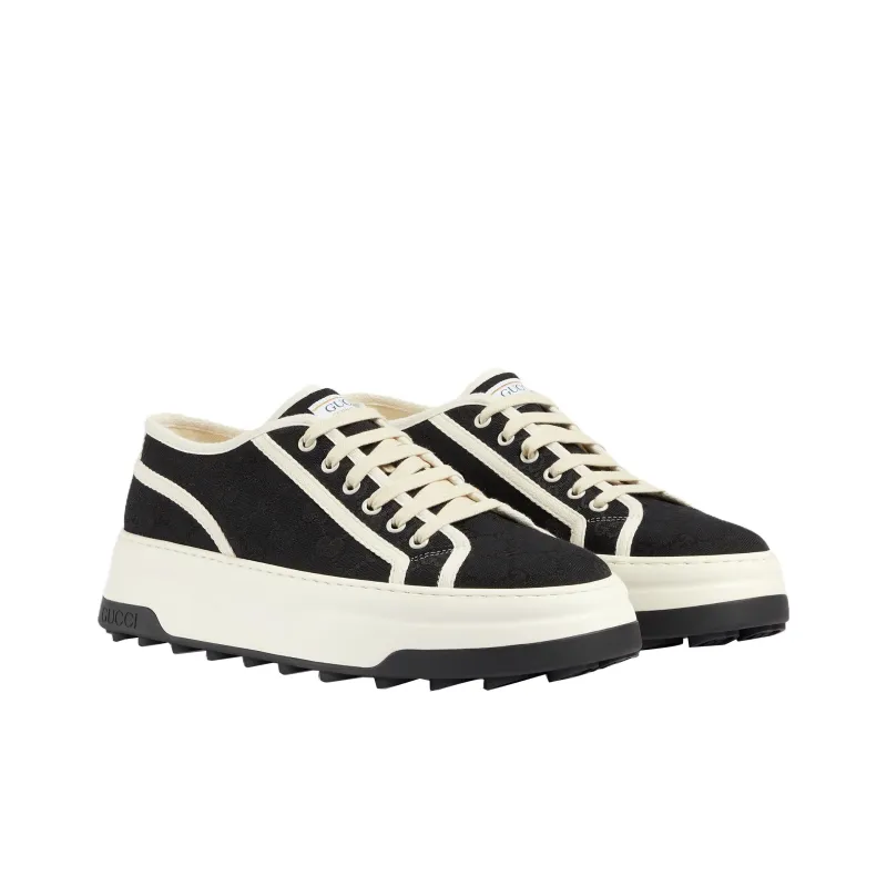 GUCCI Stylish Skateboarding Shoes Men's Black White-2