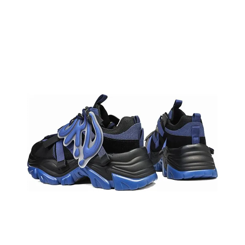 ORD Cushioned Anti Slip Wear Resistant Lightweight Height Increasing Low Top Chunky Sneakers 7cm Unisex Blue-3
