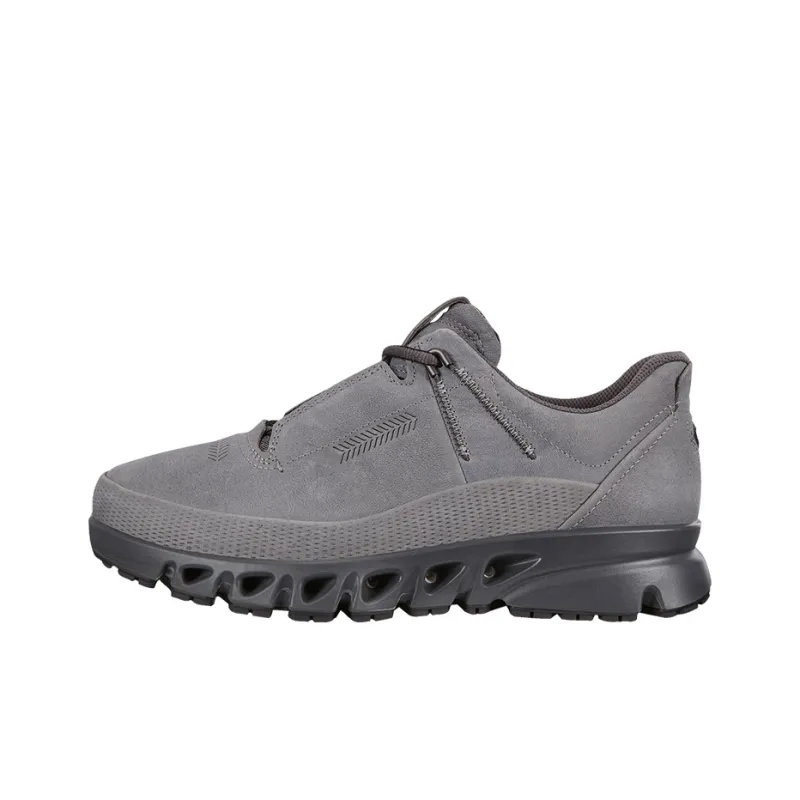 Ecco Multi Vent Cushioning Anti Slip And Wear Resistant Low Top Casual Shoes Men's Gray-0