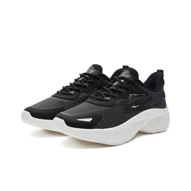 Erke Shock Absorbers With Slip Resistant And Abrasion Resistant Properties Low Top Casual Running Shoes Women's Black-2