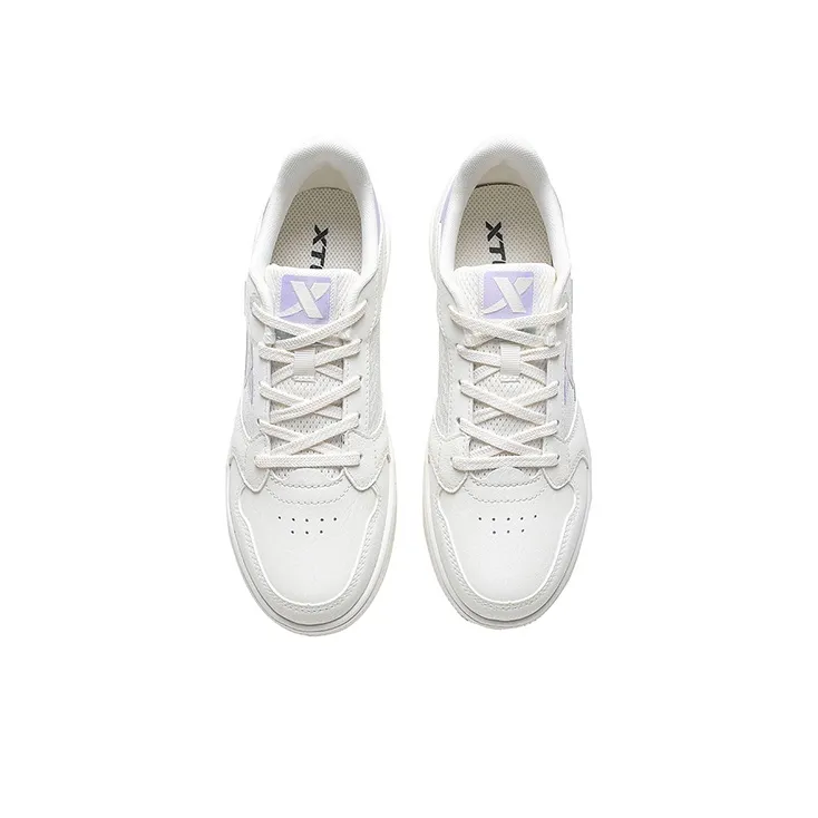 XTEP Skateboard Shoes Women's Low Top Sail White/Snow Cyan Purple-3