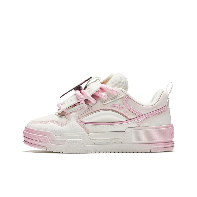 POP MART X Molly x Anta Collaboration 'TV SHOW' Low Top Casual Shoes Women's White Pink-0