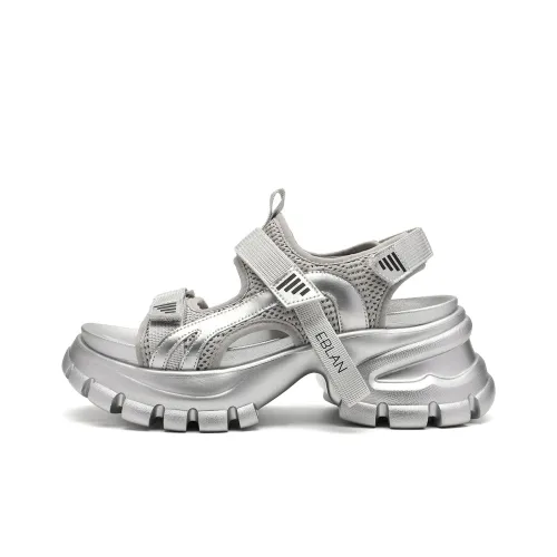 EBLAN Beach Sandals Women's Silver Black